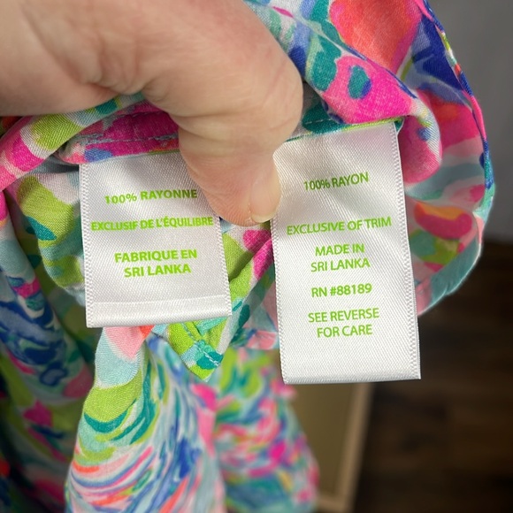 Lilly Pulitzer Sain Off The Shoulder Top in Catch the Wave. - Picture 9 of 10